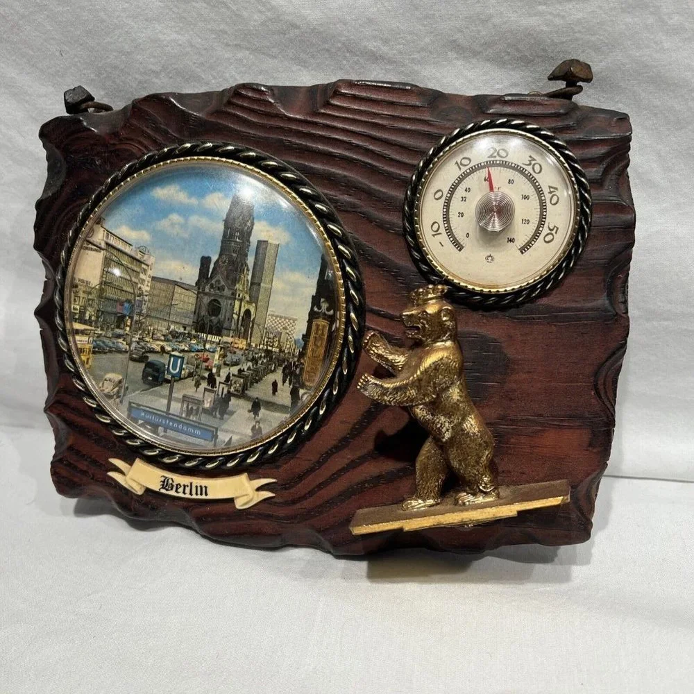 Vintage Berlin Wooden Antique Era Bubble Glass Wall Hanging Souvenir‎ ￼￼